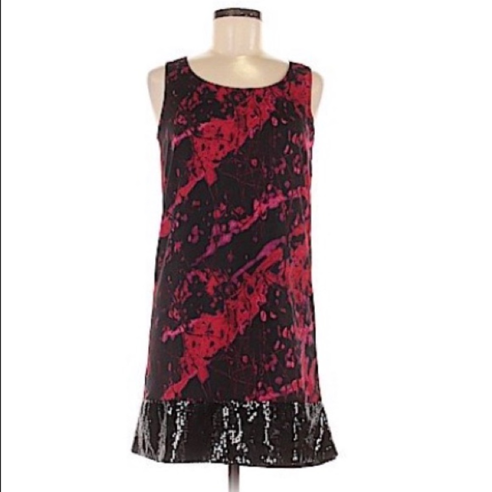 Red and Black Fully Lined Short Dress Or Tunic
